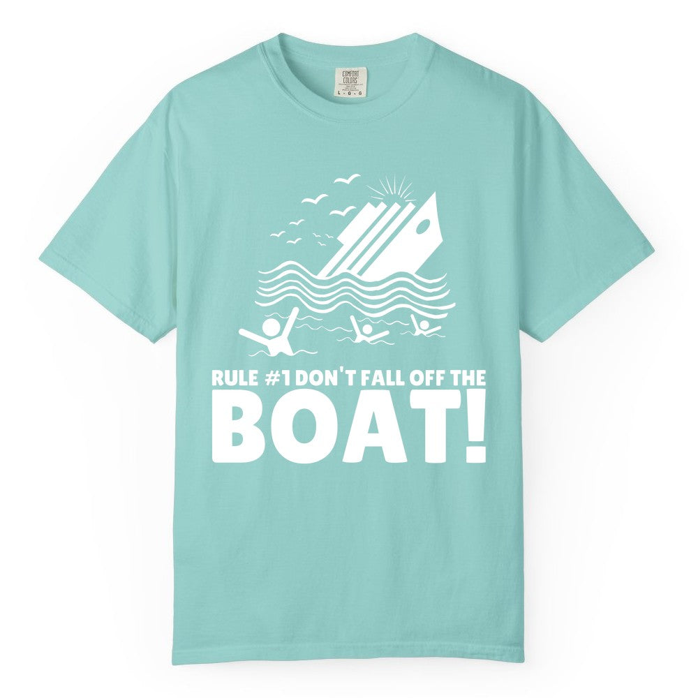 Funny Cruise Shirt - Humorous Sinking Ship Nautical Joke Tee (Comfort Color) in Chalky Mint - Funny Cruise Ship Safety Warning Sinking Boat Cartoon Shirt