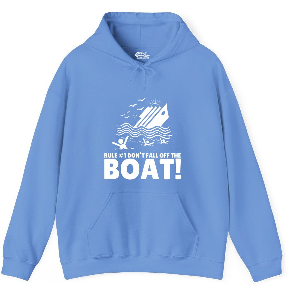 Funny Cruise Shirt - Humorous Sinking Ship Nautical Joke Tee (Hoodie) in Carolina Blue - Funny Cruise Ship Safety Warning Sinking Boat Cartoon Shirt