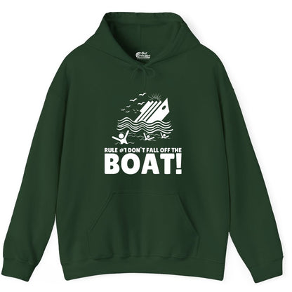 Funny Cruise Shirt - Humorous Sinking Ship Nautical Joke Tee (Hoodie) in Forest Green - Funny Cruise Ship Safety Warning Sinking Boat Cartoon Shirt