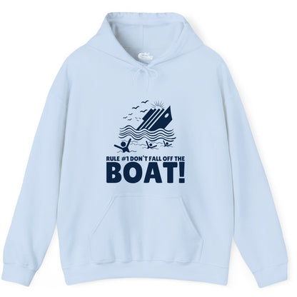 Funny Cruise Shirt - Humorous Sinking Ship Nautical Joke Tee (Hoodie) in Light Blue - Funny Cruise Ship Safety Warning Sinking Boat Cartoon Shirt