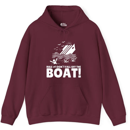 Funny Cruise Shirt - Humorous Sinking Ship Nautical Joke Tee (Hoodie) in Maroon - Funny Cruise Ship Safety Warning Sinking Boat Cartoon Shirt