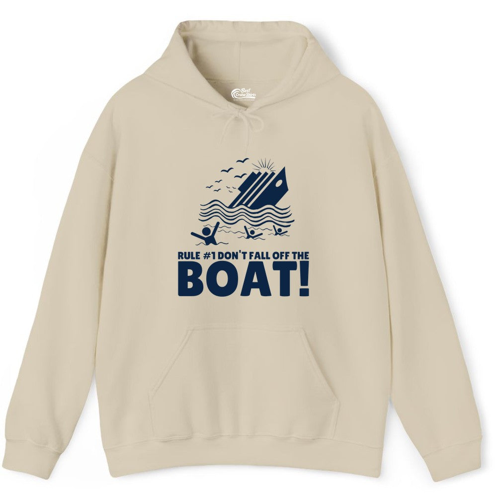 Funny Cruise Shirt - Humorous Sinking Ship Nautical Joke Tee (Hoodie) in Sand - Funny Cruise Ship Safety Warning Sinking Boat Cartoon Shirt