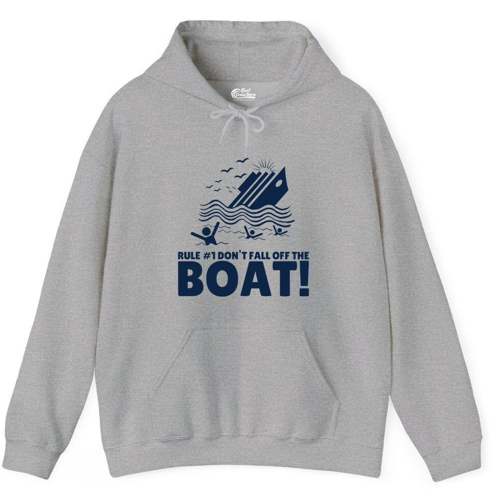 Funny Cruise Shirt - Humorous Sinking Ship Nautical Joke Tee (Hoodie) in Sport Grey - Funny Cruise Ship Safety Warning Sinking Boat Cartoon Shirt