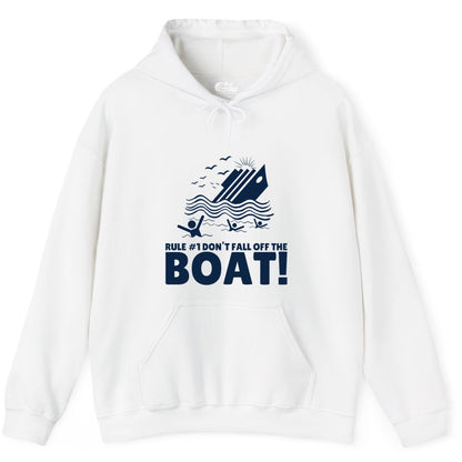 Funny Cruise Shirt - Humorous Sinking Ship Nautical Joke Tee (Hoodie) in White - Funny Cruise Ship Safety Warning Sinking Boat Cartoon Shirt