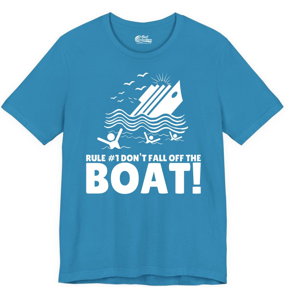 Funny Cruise Shirt - Humorous Sinking Ship Nautical Joke Tee (Premium Tee) in Aqua - Funny Cruise Ship Safety Warning Sinking Boat Cartoon Shirt