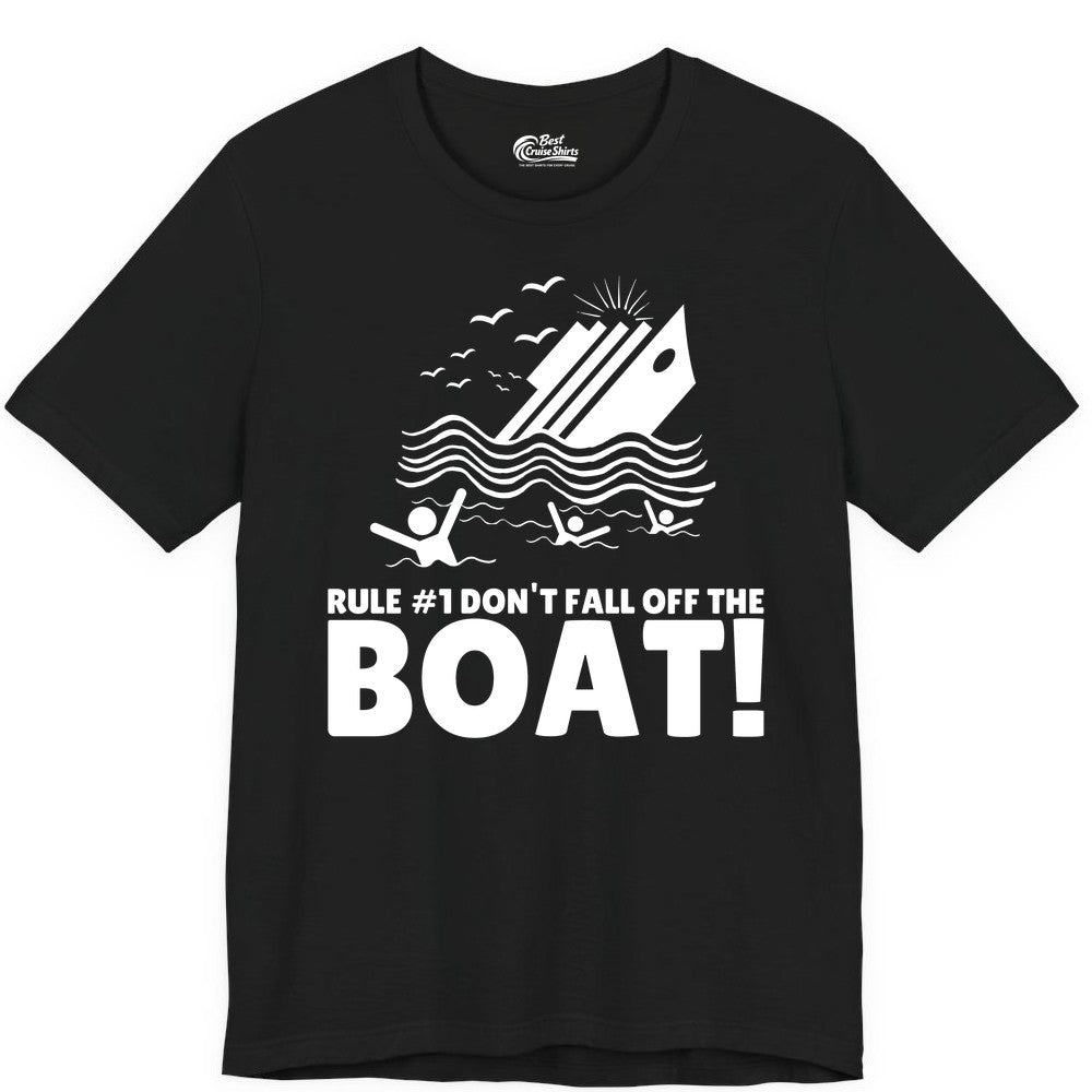 Funny Cruise Shirt - Humorous Sinking Ship Nautical Joke Tee (Premium Tee) in Black - Funny Cruise Ship Safety Warning Sinking Boat Cartoon Shirt