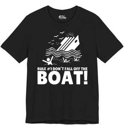 Funny Cruise Shirt - Humorous Sinking Ship Nautical Joke Tee (Premium Tee) in Black - Funny Cruise Ship Safety Warning Sinking Boat Cartoon Shirt
