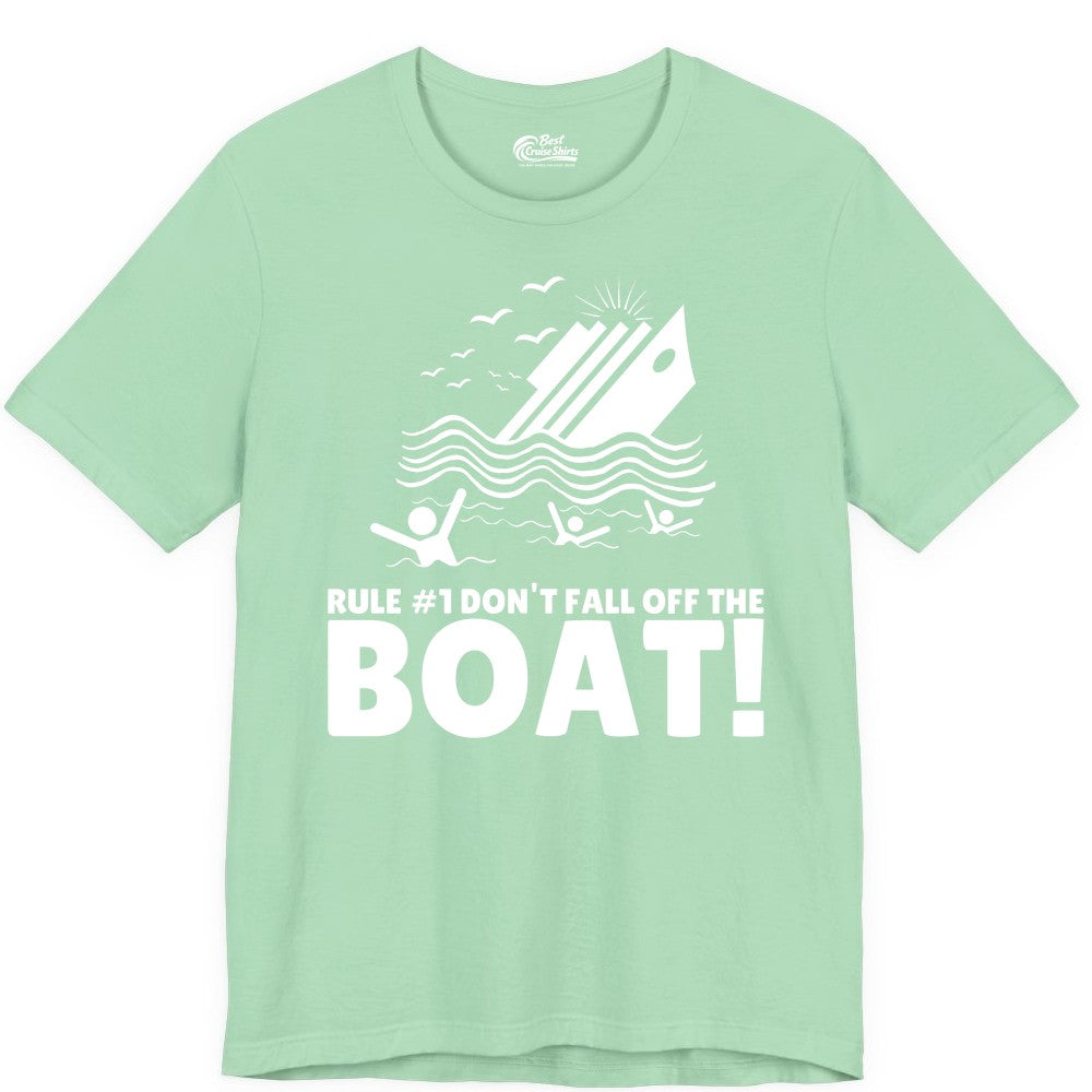 Funny Cruise Shirt - Humorous Sinking Ship Nautical Joke Tee (Premium Tee) in Mint - Funny Cruise Ship Safety Warning Sinking Boat Cartoon Shirt