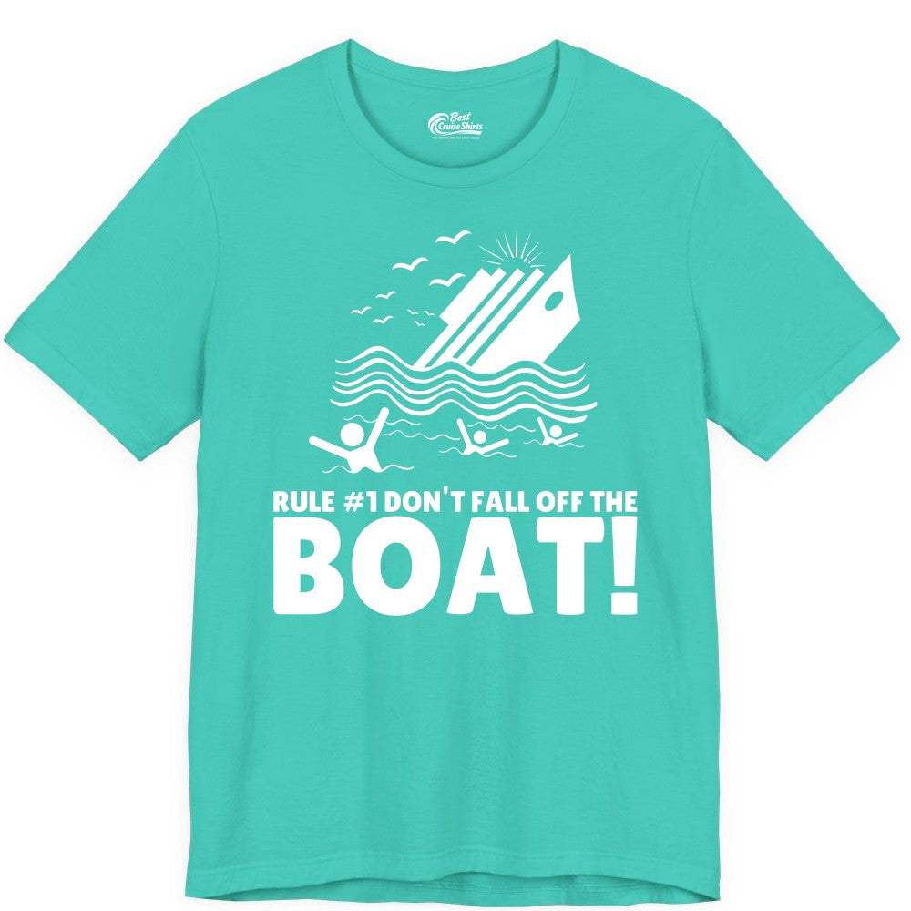 Funny Cruise Shirt - Humorous Sinking Ship Nautical Joke Tee (Premium Tee) in Teal - Funny Cruise Ship Safety Warning Sinking Boat Cartoon Shirt
