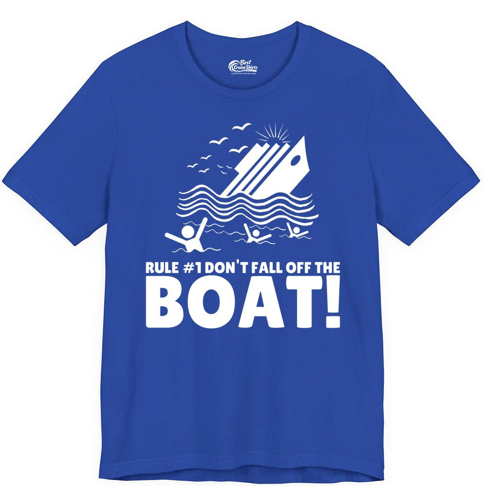 Funny Cruise Shirt - Humorous Sinking Ship Nautical Joke Tee (Premium Tee) in True Royal - Funny Cruise Ship Safety Warning Sinking Boat Cartoon Shirt