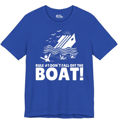 Funny Cruise Shirt - Humorous Sinking Ship Nautical Joke Tee (Premium Tee) in True Royal - Funny Cruise Ship Safety Warning Sinking Boat Cartoon Shirt