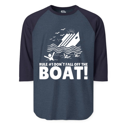 Funny Cruise Shirt - Humorous Sinking Ship Nautical Joke Tee (Raglan) in Heather DenimNavy - Funny Cruise Ship Safety Warning Sinking Boat Cartoon Shirt