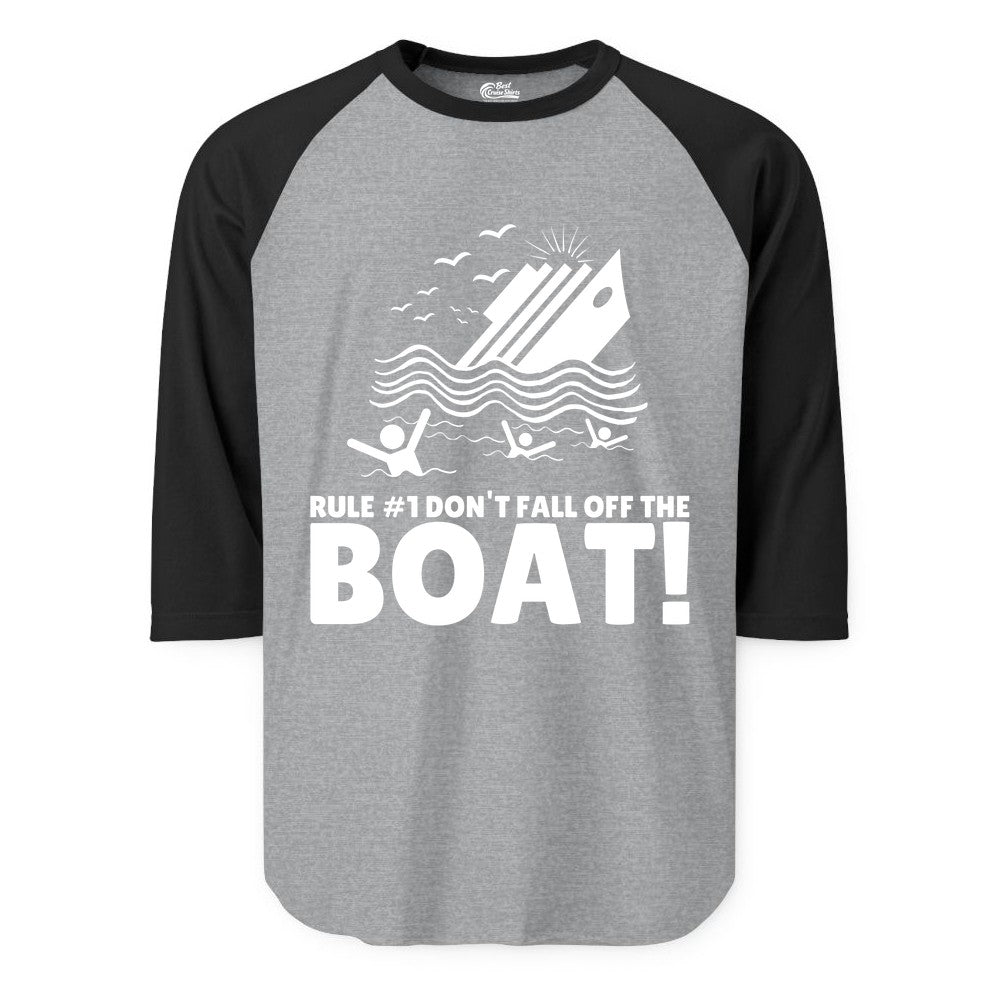 Funny Cruise Shirt - Humorous Sinking Ship Nautical Joke Tee (Raglan) in Heather GreyBlack - Funny Cruise Ship Safety Warning Sinking Boat Cartoon Shirt