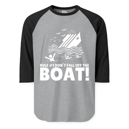Funny Cruise Shirt - Humorous Sinking Ship Nautical Joke Tee (Raglan) in Heather GreyBlack - Funny Cruise Ship Safety Warning Sinking Boat Cartoon Shirt