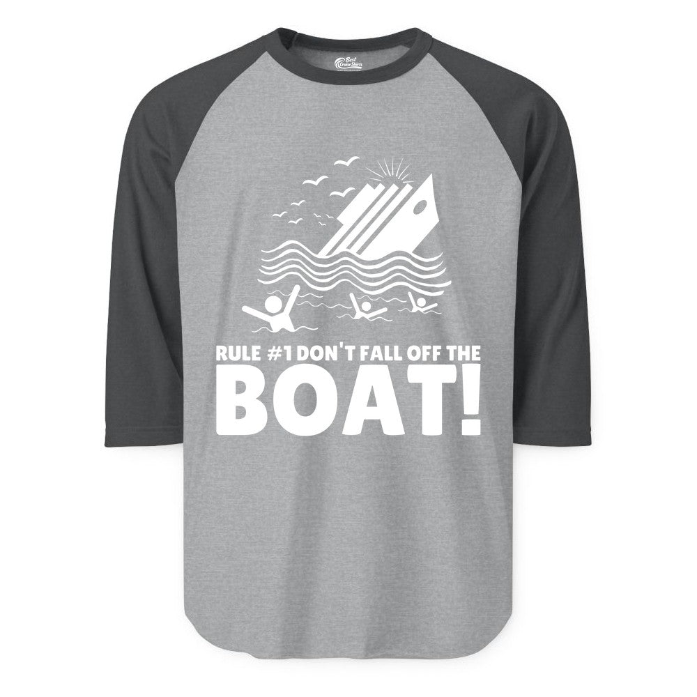 Funny Cruise Shirt - Humorous Sinking Ship Nautical Joke Tee (Raglan) in Heather GreyHeather Charcoal - Funny Cruise Ship Safety Warning Sinking Boat Cartoon Shirt