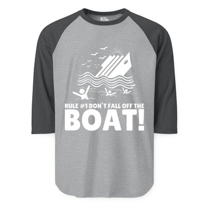 Funny Cruise Shirt - Humorous Sinking Ship Nautical Joke Tee (Raglan) in Heather GreyHeather Charcoal - Funny Cruise Ship Safety Warning Sinking Boat Cartoon Shirt