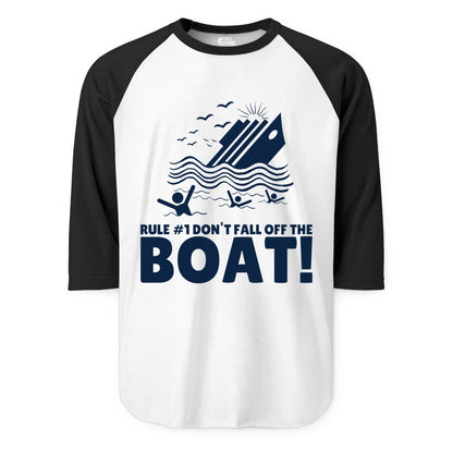 Funny Cruise Shirt - Humorous Sinking Ship Nautical Joke Tee (Raglan) in WhiteBlack - Funny Cruise Ship Safety Warning Sinking Boat Cartoon Shirt