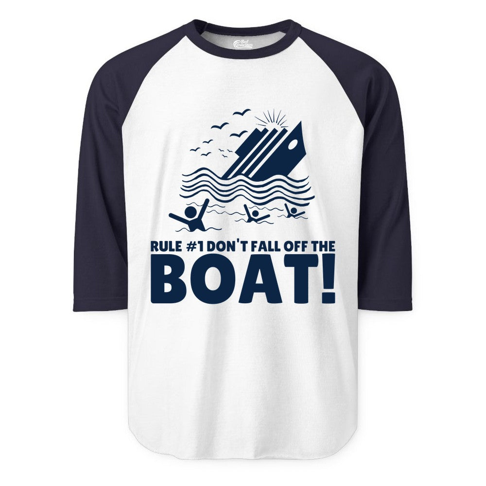 Funny Cruise Shirt - Humorous Sinking Ship Nautical Joke Tee (Raglan) in WhiteNavy - Funny Cruise Ship Safety Warning Sinking Boat Cartoon Shirt