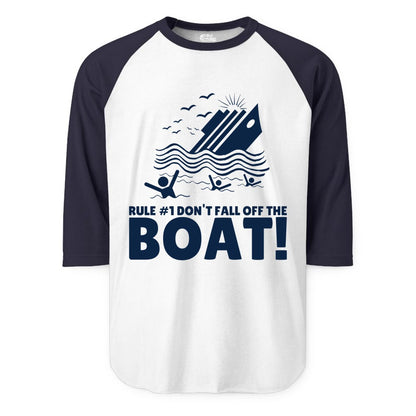 Funny Cruise Shirt - Humorous Sinking Ship Nautical Joke Tee (Raglan) in WhiteNavy - Funny Cruise Ship Safety Warning Sinking Boat Cartoon Shirt
