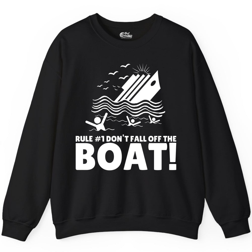 Funny Cruise Shirt - Humorous Sinking Ship Nautical Joke Tee (Sweatshirt) in Black - Funny Cruise Ship Safety Warning Sinking Boat Cartoon Shirt