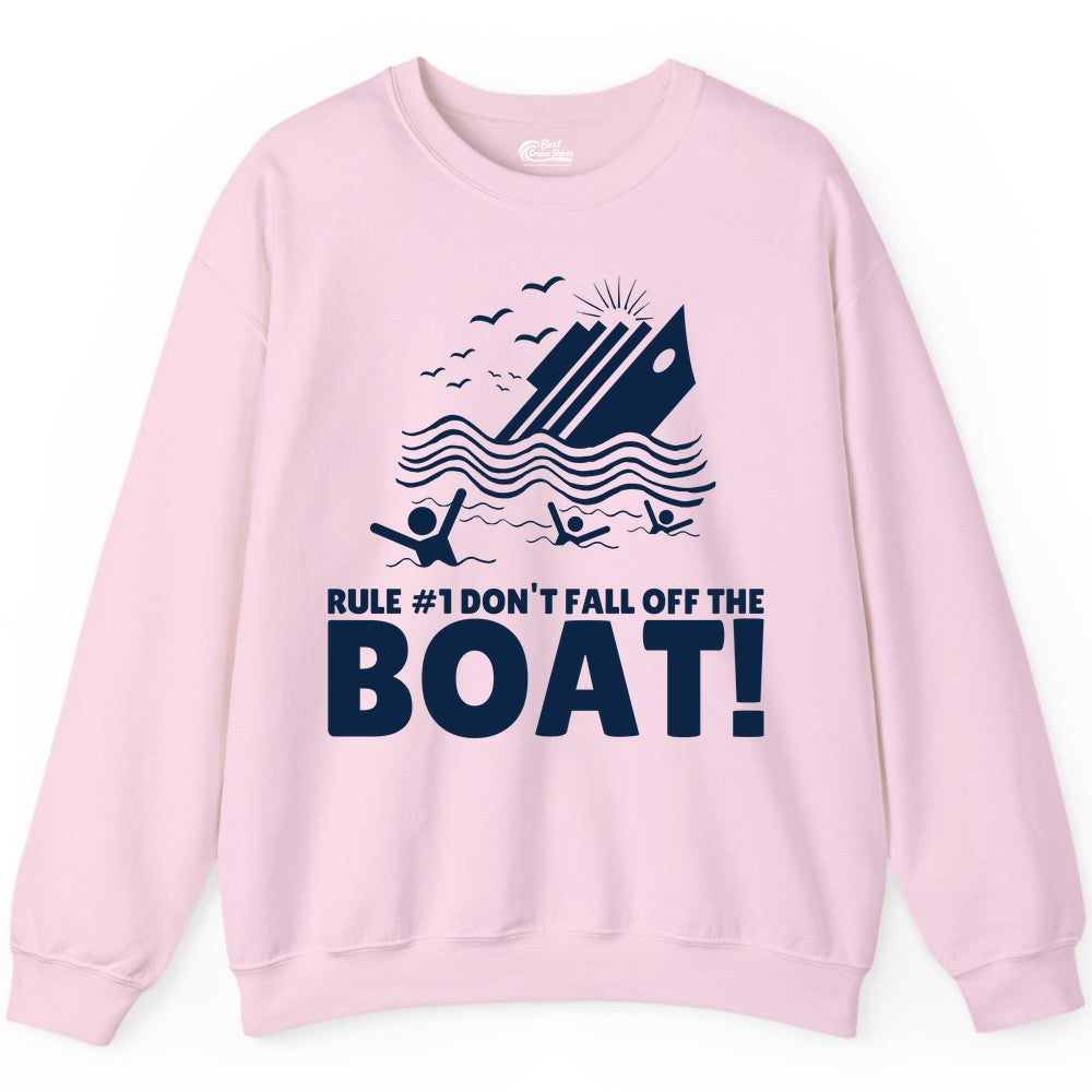 Funny Cruise Shirt - Humorous Sinking Ship Nautical Joke Tee (Sweatshirt) in Light Pink - Funny Cruise Ship Safety Warning Sinking Boat Cartoon Shirt