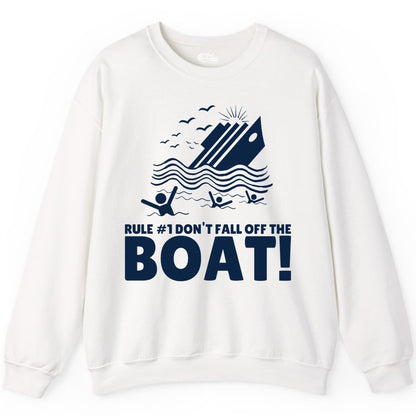 Funny Cruise Shirt - Humorous Sinking Ship Nautical Joke Tee (Sweatshirt) in White - Funny Cruise Ship Safety Warning Sinking Boat Cartoon Shirt