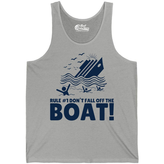 Funny Cruise Shirt - Humorous Sinking Ship Nautical Joke Tee (Tank Top) in Athletic Heather - Funny Cruise Ship Safety Warning Sinking Boat Cartoon Shirt