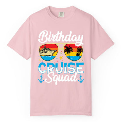 Birthday Cruise Shirt - Retro Cruise Squad Birthday Trip Apparel (Comfort Color) in Blossom - Birthday Cruise Squad Retro Sunglasses Tropical Group Shirt