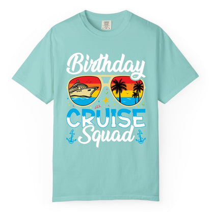 Birthday Cruise Shirt - Retro Cruise Squad Birthday Trip Apparel (Comfort Color) in Chalky Mint - Birthday Cruise Squad Retro Sunglasses Tropical Group Shirt