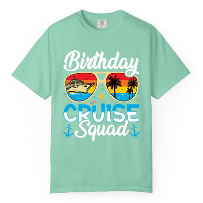Birthday Cruise Shirt - Retro Cruise Squad Birthday Trip Apparel (Comfort Color) in Island Reef - Birthday Cruise Squad Retro Sunglasses Tropical Group Shirt