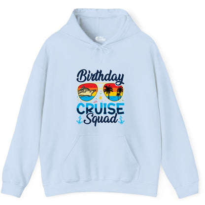 Birthday Cruise Shirt - Retro Cruise Squad Birthday Trip Apparel (Hoodie) in Light Blue - Birthday Cruise Squad Retro Sunglasses Tropical Group Shirt