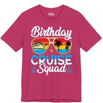 Birthday Cruise Shirt - Retro Cruise Squad Birthday Trip Apparel (Premium Tee) in Berry - Birthday Cruise Squad Retro Sunglasses Tropical Group Shirt