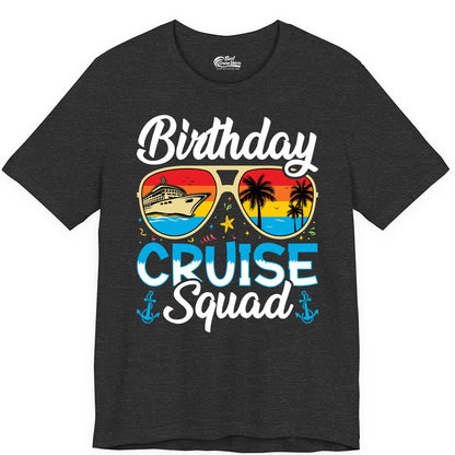 Birthday Cruise Shirt - Retro Cruise Squad Birthday Trip Apparel (Premium Tee) in Dark Grey Heather - Birthday Cruise Squad Retro Sunglasses Tropical Group Shirt