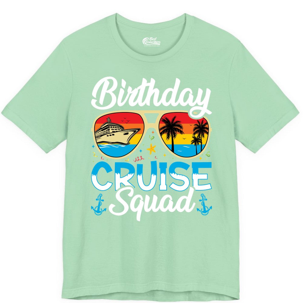 Birthday Cruise Shirt - Retro Cruise Squad Birthday Trip Apparel (Premium Tee) in Mint - Birthday Cruise Squad Retro Sunglasses Tropical Group Shirt