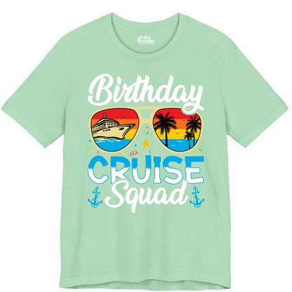 Birthday Cruise Shirt - Retro Cruise Squad Birthday Trip Apparel (Premium Tee) in Mint - Birthday Cruise Squad Retro Sunglasses Tropical Group Shirt