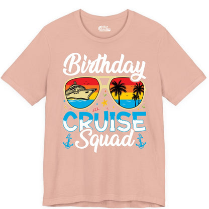Birthday Cruise Shirt - Retro Cruise Squad Birthday Trip Apparel (Premium Tee) in Peach - Birthday Cruise Squad Retro Sunglasses Tropical Group Shirt