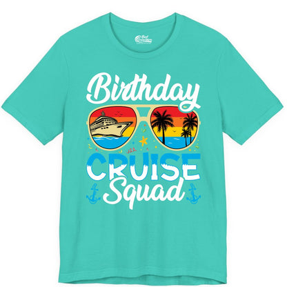 Birthday Cruise Shirt - Retro Cruise Squad Birthday Trip Apparel (Premium Tee) in Teal - Birthday Cruise Squad Retro Sunglasses Tropical Group Shirt