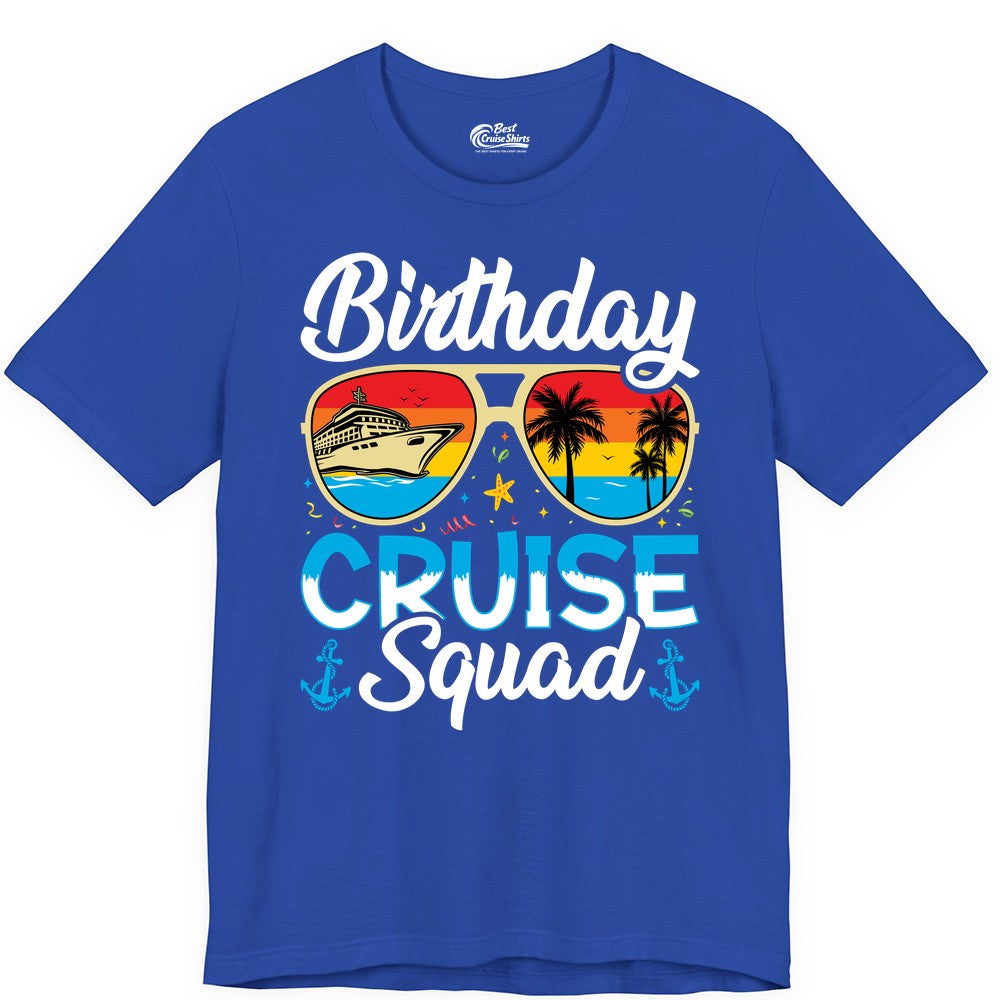 Birthday Cruise Shirt - Retro Cruise Squad Birthday Trip Apparel (Premium Tee) in True Royal - Birthday Cruise Squad Retro Sunglasses Tropical Group Shirt