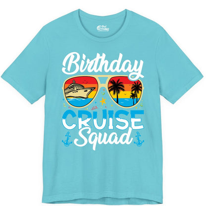 Birthday Cruise Shirt - Retro Cruise Squad Birthday Trip Apparel (Premium Tee) in Turquoise - Birthday Cruise Squad Retro Sunglasses Tropical Group Shirt