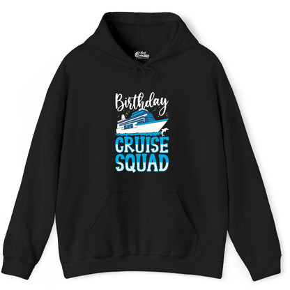 Birthday Cruise Shirt - Fun Group Cruise Squad Apparel for Vacations (Hoodie) in Black - Birthday Cruise Squad Shirt - Nautical Celebration with Dolphin Accents