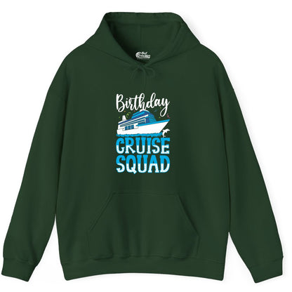 Birthday Cruise Shirt - Fun Group Cruise Squad Apparel for Vacations (Hoodie) in Forest Green - Birthday Cruise Squad Shirt - Nautical Celebration with Dolphin Accents
