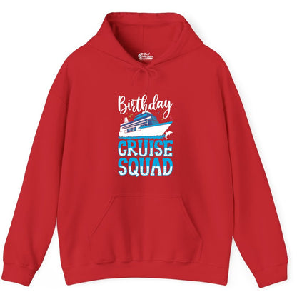 Birthday Cruise Shirt - Fun Group Cruise Squad Apparel for Vacations (Hoodie) in Red - Birthday Cruise Squad Shirt - Nautical Celebration with Dolphin Accents