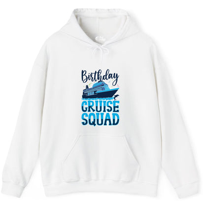 Birthday Cruise Shirt - Fun Group Cruise Squad Apparel for Vacations (Hoodie) in White - Birthday Cruise Squad Shirt - Nautical Celebration with Dolphin Accents