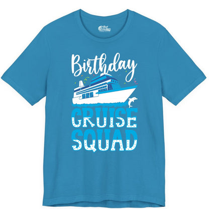 Birthday Cruise Shirt - Fun Group Cruise Squad Apparel for Vacations (Premium Tee) in Aqua - Birthday Cruise Squad Shirt - Nautical Celebration with Dolphin Accents
