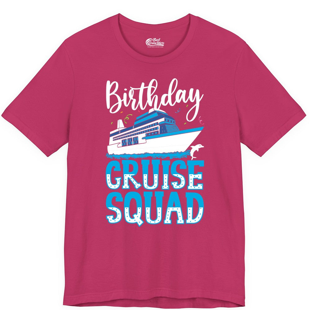 Birthday Cruise Shirt - Fun Group Cruise Squad Apparel for Vacations (Premium Tee) in Berry - Birthday Cruise Squad Shirt - Nautical Celebration with Dolphin Accents