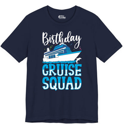 Birthday Cruise Shirt - Fun Group Cruise Squad Apparel for Vacations (Premium Tee) in Navy - Birthday Cruise Squad Shirt - Nautical Celebration with Dolphin Accents