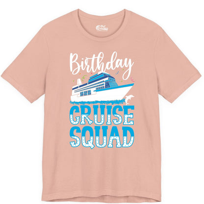 Birthday Cruise Shirt - Fun Group Cruise Squad Apparel for Vacations (Premium Tee) in Peach - Birthday Cruise Squad Shirt - Nautical Celebration with Dolphin Accents