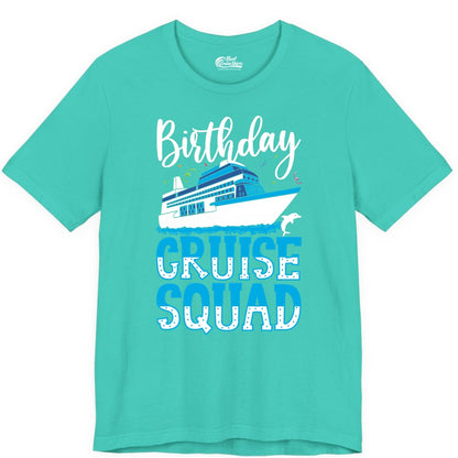 Birthday Cruise Shirt - Fun Group Cruise Squad Apparel for Vacations (Premium Tee) in Teal - Birthday Cruise Squad Shirt - Nautical Celebration with Dolphin Accents