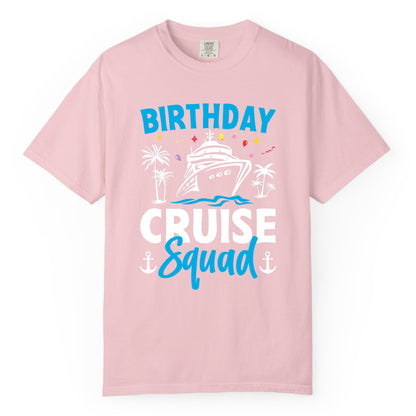 Birthday Cruise Squad Shirt - Tropical Birthday Cruise Apparel (Comfort Color) in Blossom - Birthday Cruise Squad Shirt with Ship Palm Trees Balloons Nautical Icons