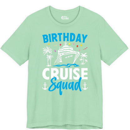 Birthday Cruise Squad Shirt - Tropical Birthday Cruise Apparel (Premium Tee) in Mint - Birthday Cruise Squad Shirt with Ship Palm Trees Balloons Nautical Icons